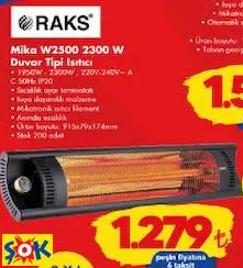 RAKS MİKA W2500 2300 W DUVAR TİPİ ISITICI